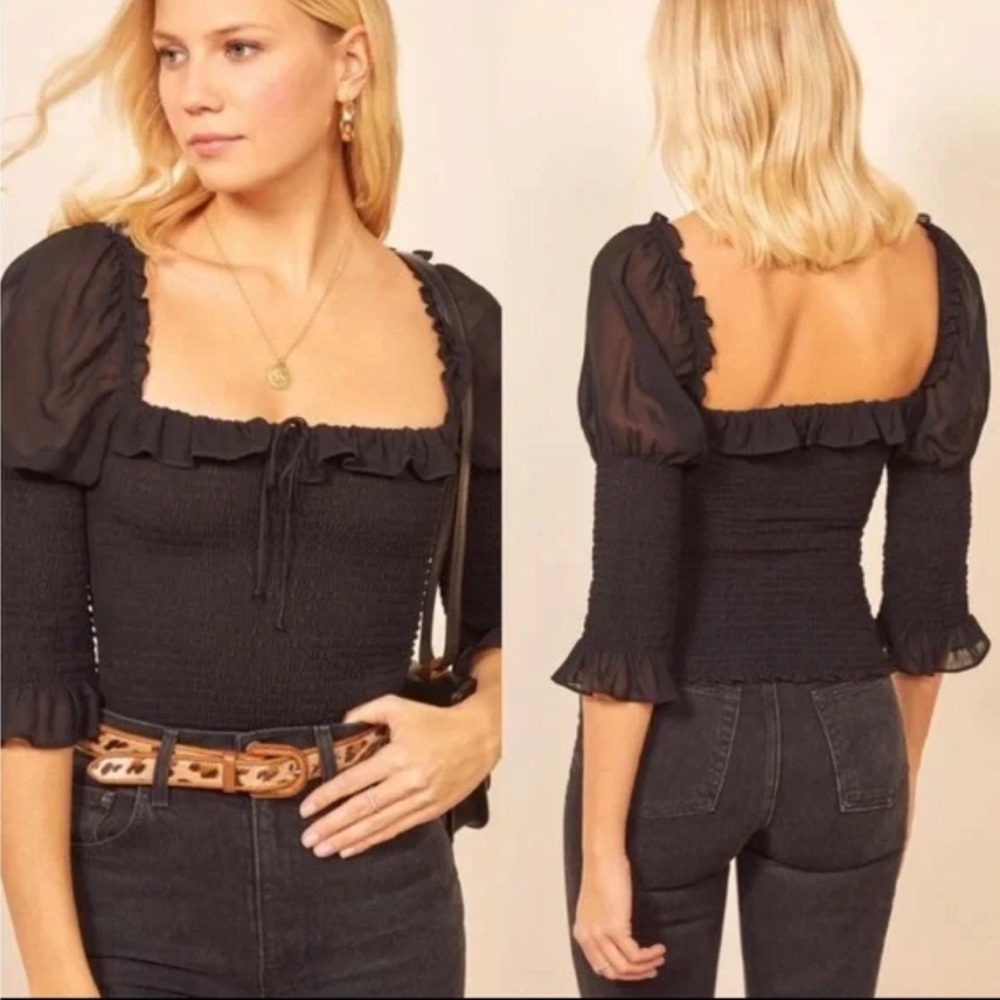 Reformation Julie Top Black XL more like Large excellent condition